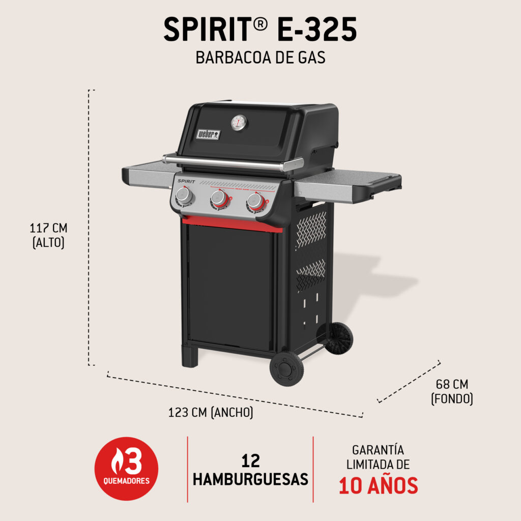 Barbacoa de gas SPIRIT E-325 con medidas