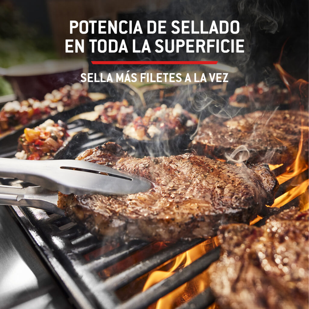 Carne asándose en parrilla al aire libre