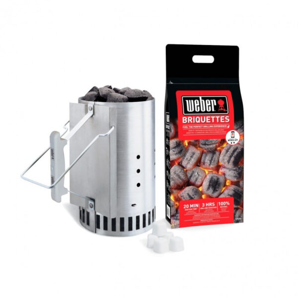 Chimenea encendido y briquetas Weber para barbacoa