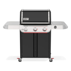 Barbacoa de gas moderna con tres quemadores.