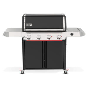 Barbacoa de gas negra con cuatro quemadores