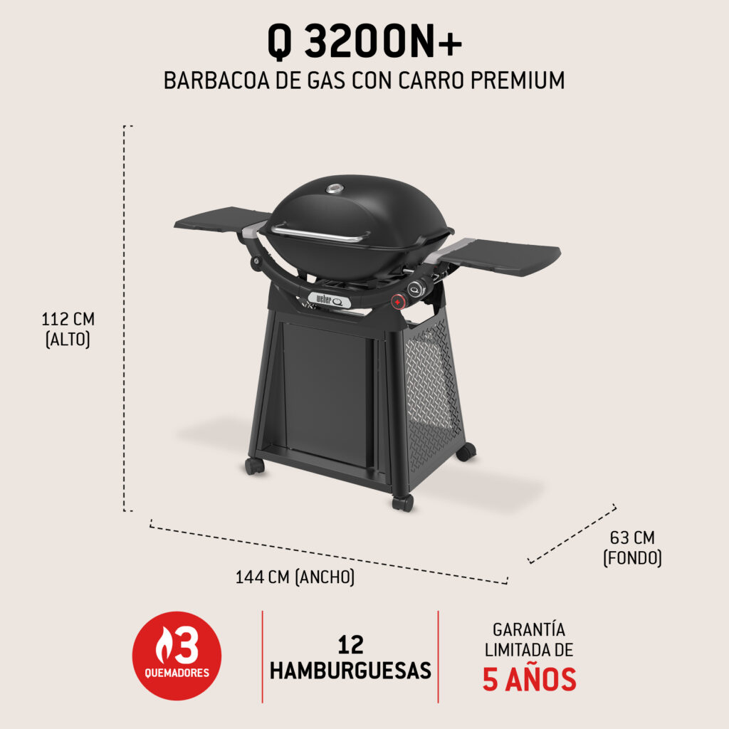 Barbacoa de gas con carro premium