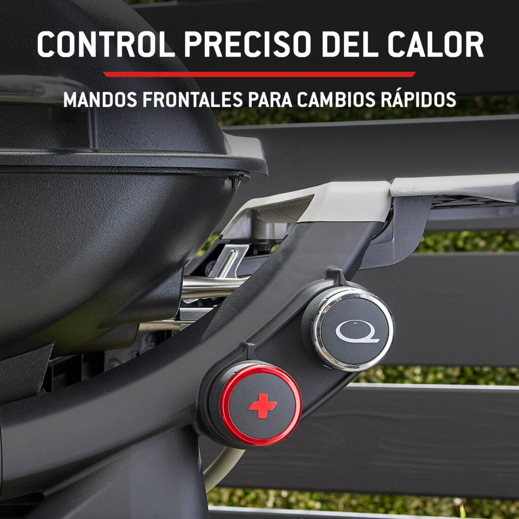 Controles de parrilla con botón rojo