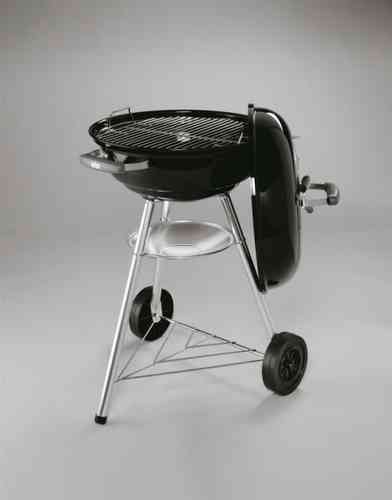 Barbacoa de carbón portátil negra con ruedas