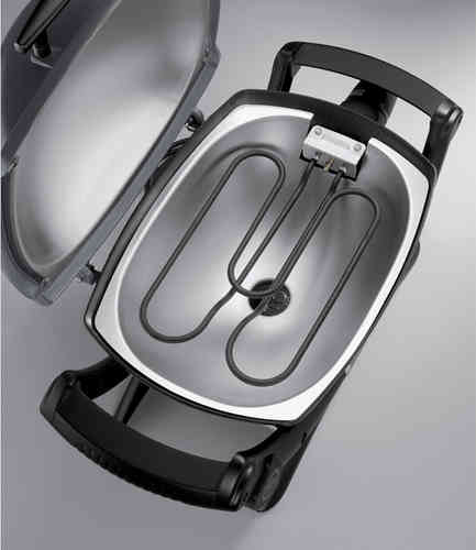 Interior de una parrilla eléctrica abierta