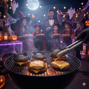 Parrillada de hamburguesas temáticas de Halloween