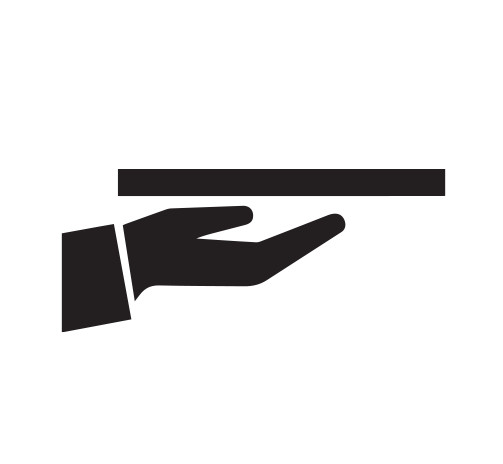 Icono de mano ofreciendo bandeja