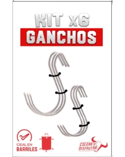 Kit de 6 ganchos para colgar objetos.