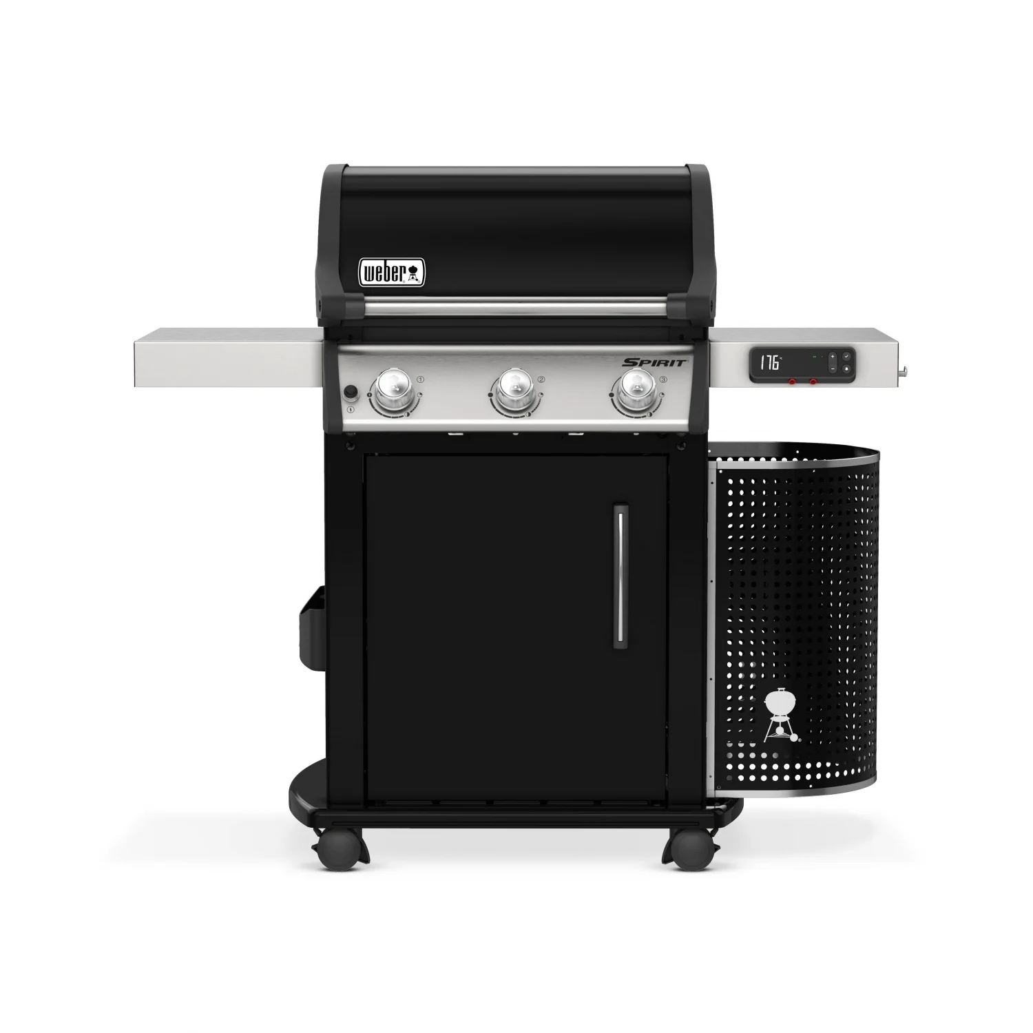 Barbacoa de gas negra con tres quemadores