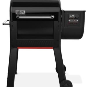 Parrilla de barbacoa negra con controlador digital.