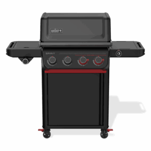 Parrilla de gas con cuatro controles.