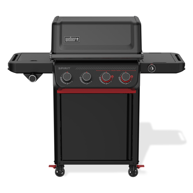 Parrilla de gas con cuatro controles.