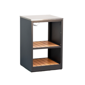 Armario de metal con estantes de madera