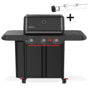 Barbacoa negra con accesorio de asador incluido