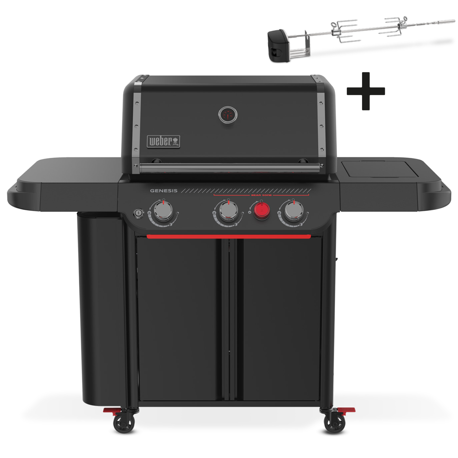Barbacoa negra con accesorio de asador incluido