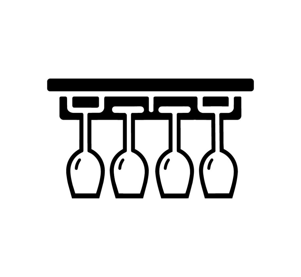 Icono de copas colgadas bajo estante