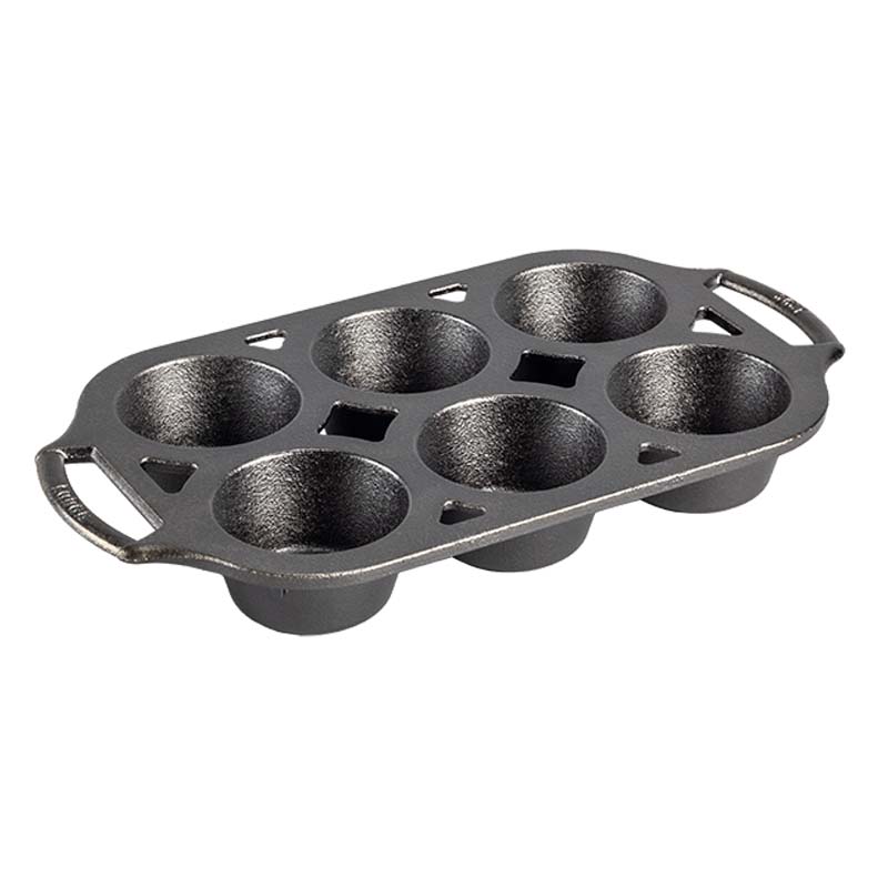 Molde de hierro fundido para muffins.