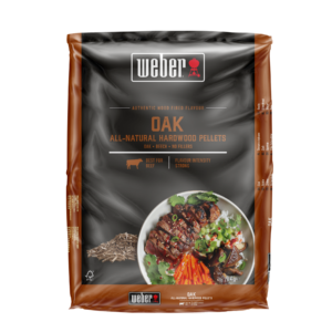 Pellets de madera de roble Weber para barbacoa.