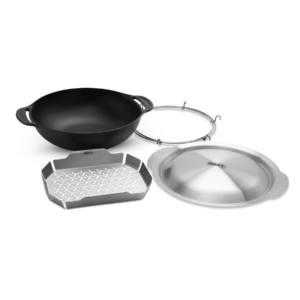 Juego de utensilios de cocina de acero y wok
