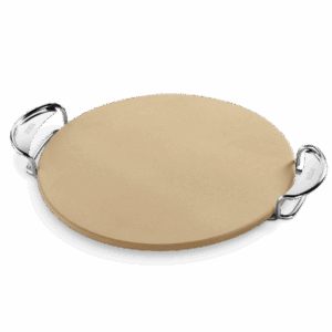 Piedra redonda para pizza con asas metálicas