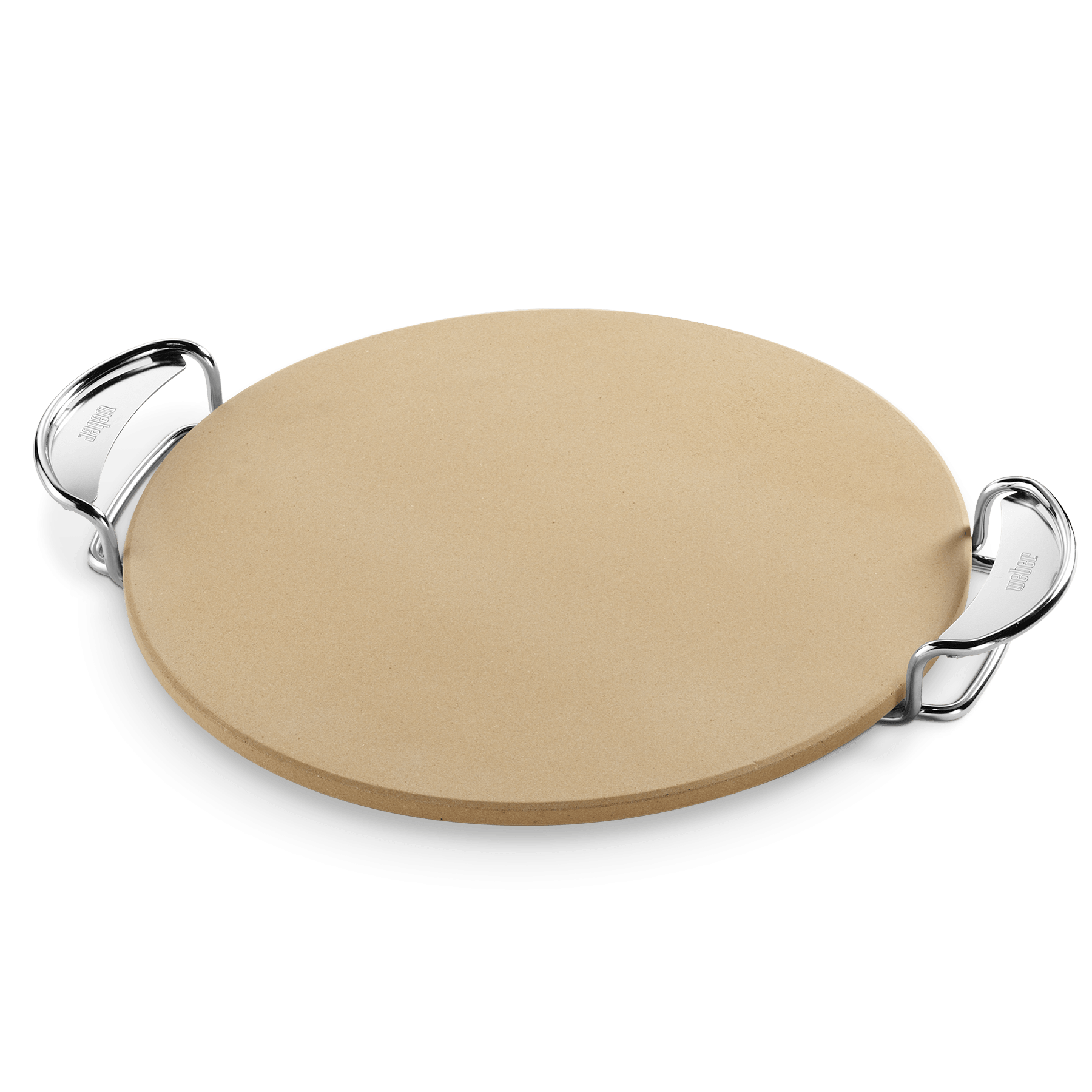 Piedra redonda para pizza con asas metálicas