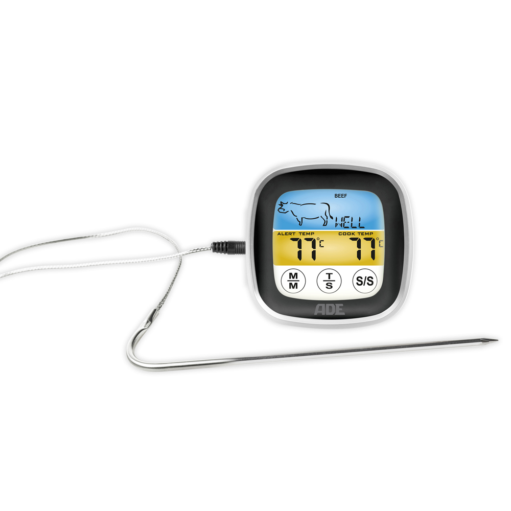 Termómetro digital para cocina con sonda.