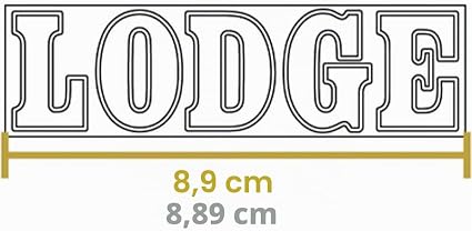 Palabra LODGE con medidas