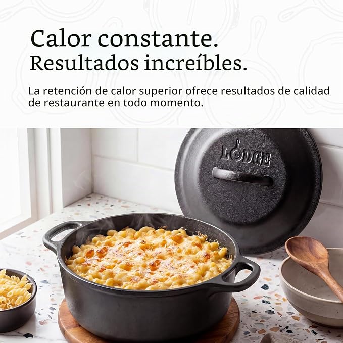 Macarrones con queso en cazuela de hierro.