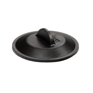 Tapa de hierro fundido negra con asa